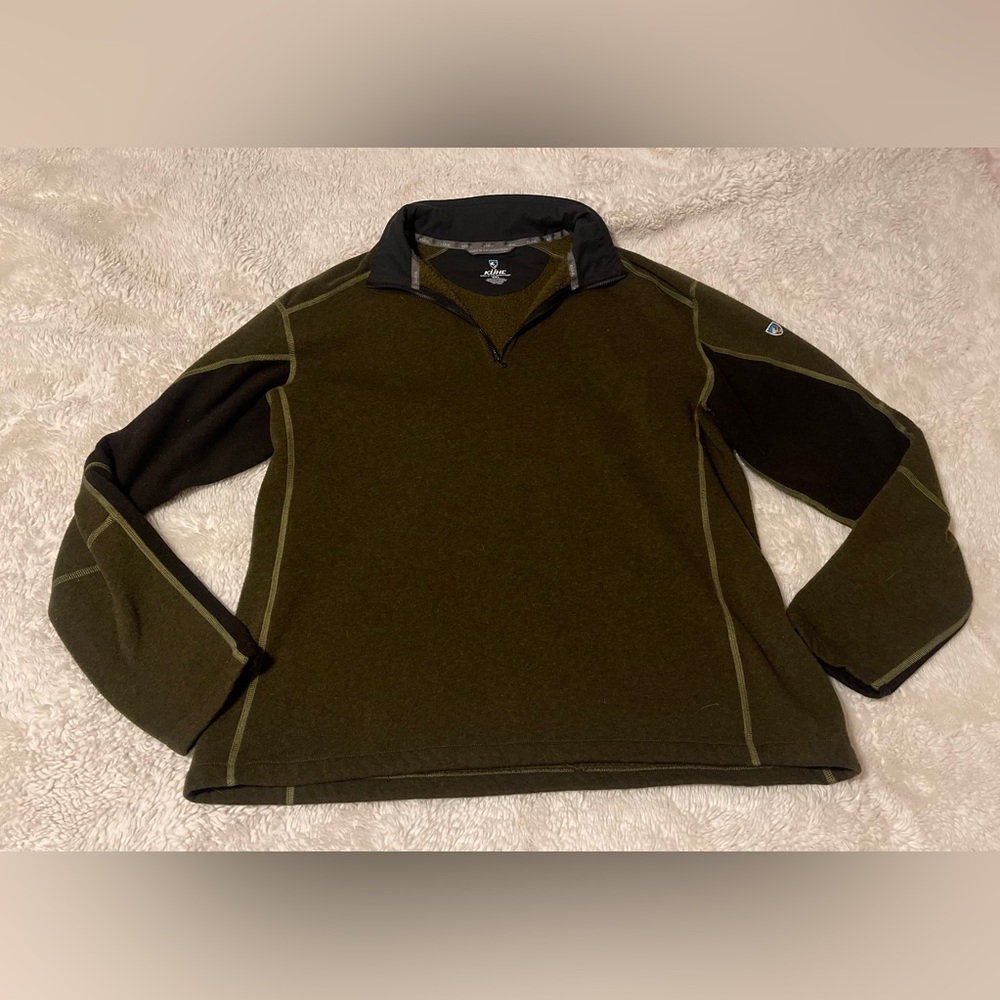 Kuhl Sweater Green Quarter Zip Pullover Fleece Sweatshirt Size XXL